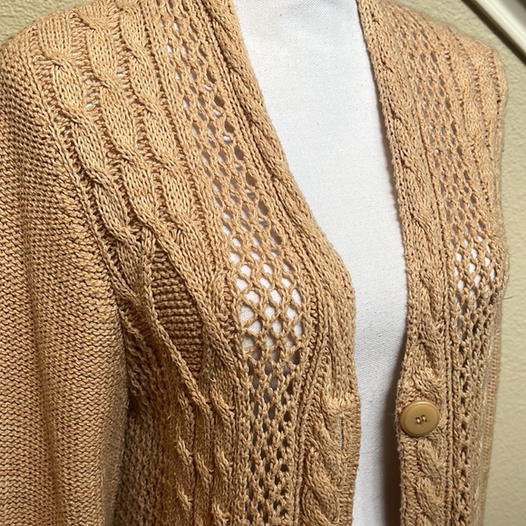 Sundance Long Open Weave Tan Cardigan - Picture 4 of 11